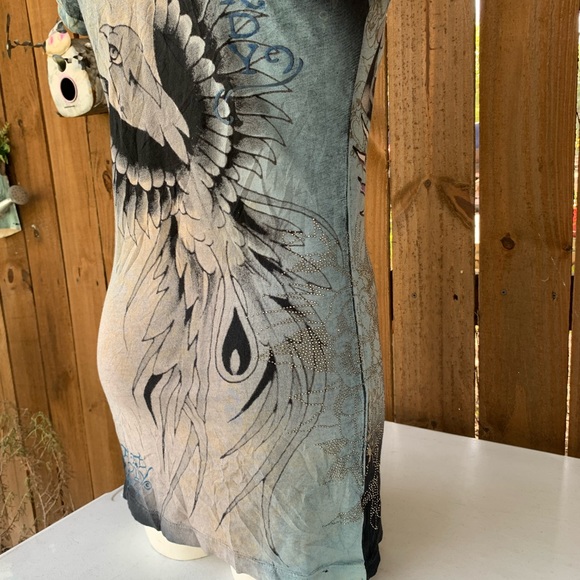 Rare! Y2K Vintage Ed Hardy embellished tee size Medium. - Picture 5 of 11